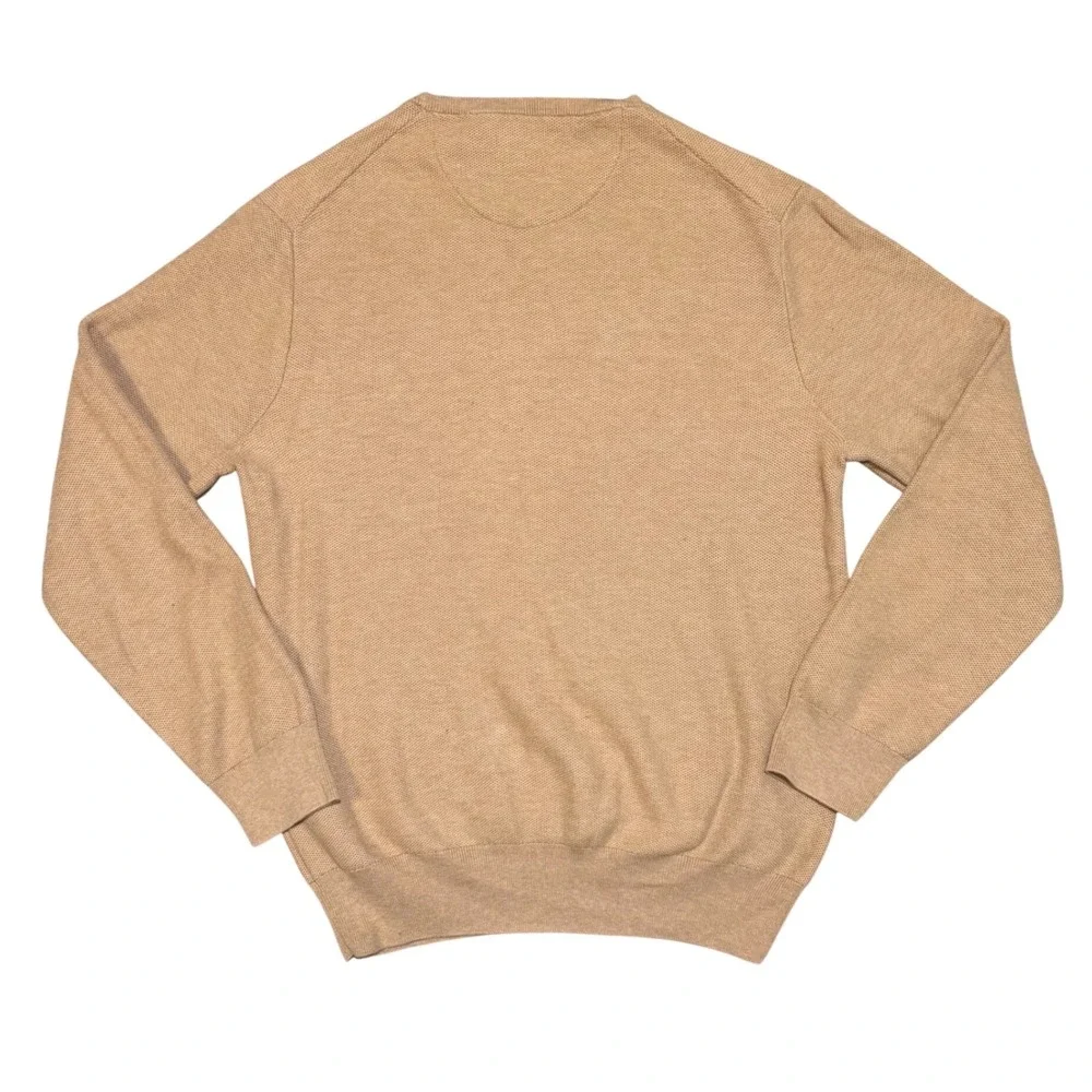 Polo Ralph Lauren Men Crewneck Sweater Mesh-Knit‎ Cotton Tan Camel Large Pony